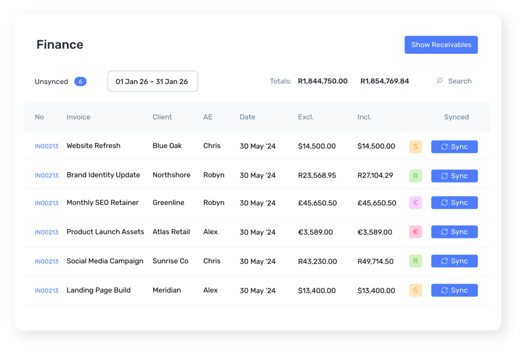 One-click sync integration between Agencydesk and Xero